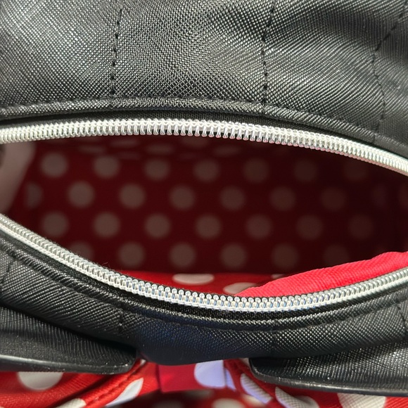Disney Minnie Mouse Mini Backpack Black Red Polka Dot Bow Ears 9x11x6 - Picture 10 of 10
